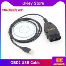 Okeytech-Cable de diagnóstico de coche, herramienta de escaneo OBD2, USB, VAG-COM, KKL 409,1, para VW, Volkswagen, Audi, Skoda, Seat