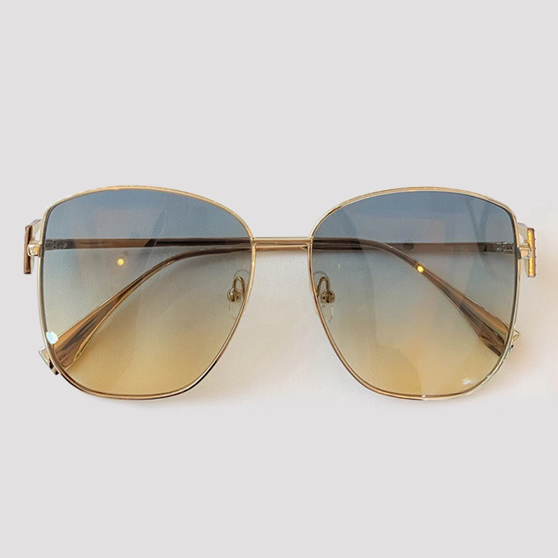 No.4 Sunglasses Женские солнцезащитные очки с металлической оправой, Ретро стиль, брендовые, персонализированные, градиентные, UV400 - Цвет линз: No.4 Sunglasses