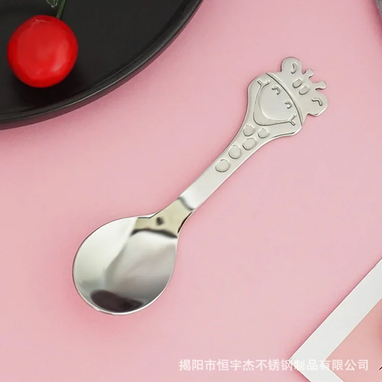 

Dinner Spoon Fork 304 Stainless Steel Cartoon Animal Sika Deer For Girls Boys Kids Children Baby Tableware Dinnerware Sets