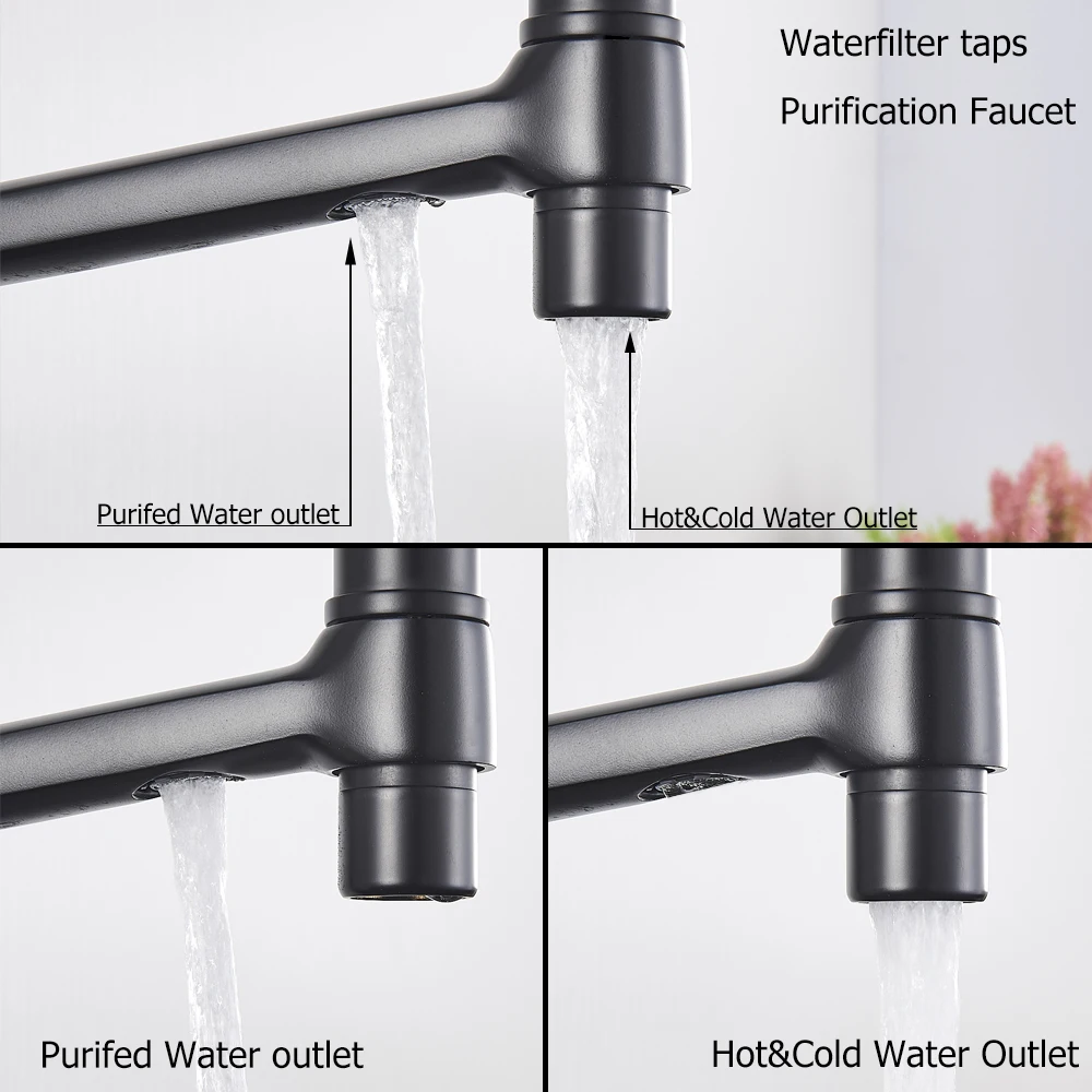 ZXY-NAN Taps Retro Kitchen Hot and Cold Water 360 Degree Rotation Black Mono Basin Lever Faucet Solid Brass Basin Hot and Cold Mixer Waterfall Tap Faucet Water Filters 