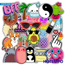 Paquet d'autocollants de Style Simple et frais, ensemble de 50 pièces, mélange de motifs de dessin animé, papeterie pour enfants, pour téléphone portable, valise 