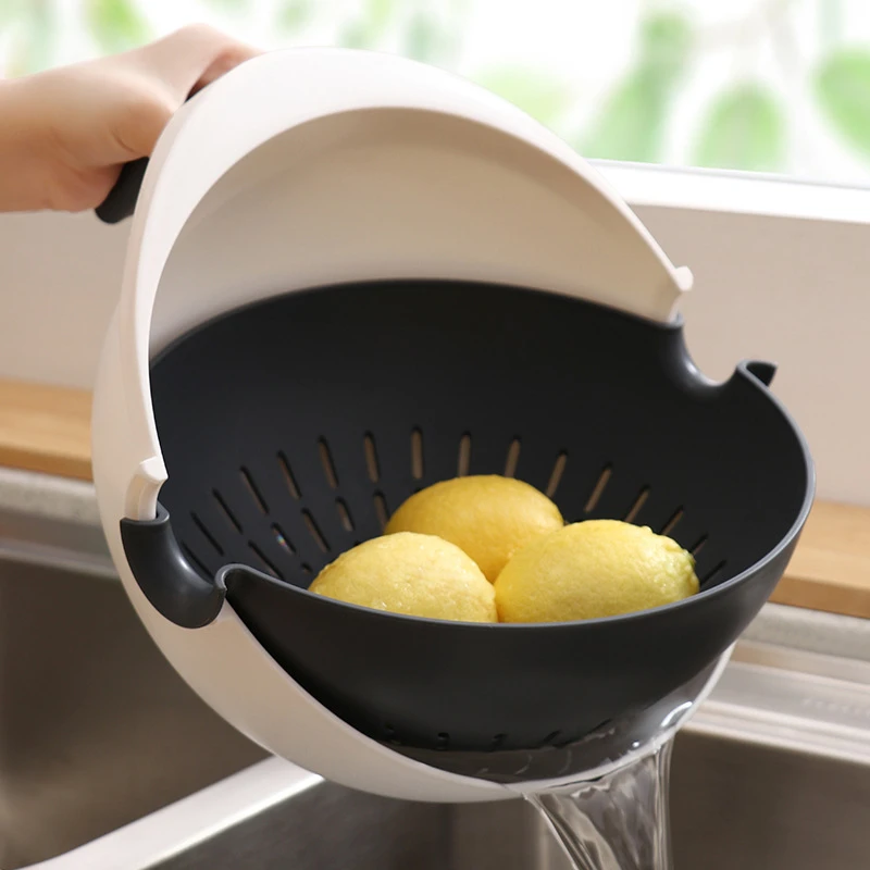 

Multifunctional Draining Basket Double-layer Washing Rice Sieve Wheat Straw Kitchen Tool Gift Basket Storage Basket