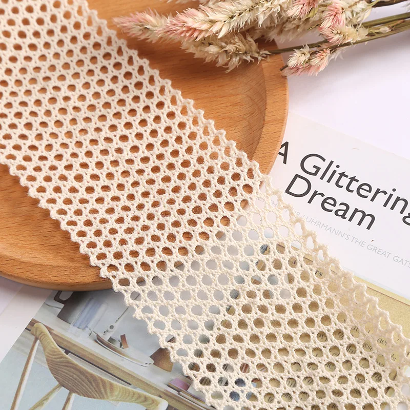 Transparent Mesh Hollow 6cm Wide Lace Woven Cotton Thread Solid Color Lace 2 Yards DIY Decorative Underwear lace fabric,lace garment accessories,lace sewing supplies,lace decoration,lace accessories,lace sewing accessories