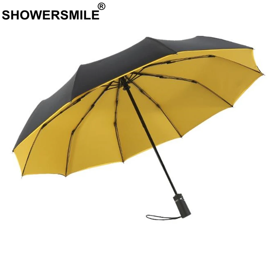 

SHOWERSMILE Windproof Mens Umbrella 10 Ribs Double Layer Fully Automatic Umbrella For Men Waterproof Business Folding Umbrella