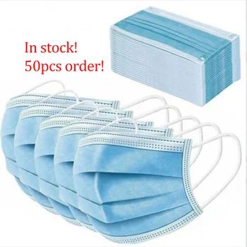 

50pcs Non-woven 3 layers Masks Disposable Face Mouth Mask Adult Ear loop personal Masks