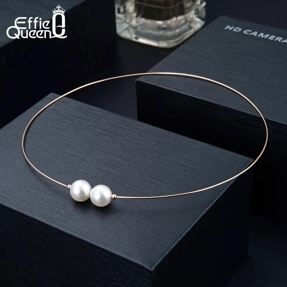 Effie queen женское ожерелье из стерлингового серебра 925 пробы с чокером наивысшего качества жемчужное ожерелье розовое золото цвет ювелирный подарок BN156