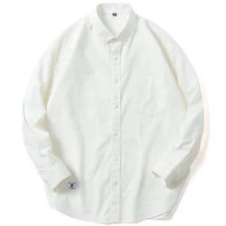 Chemise Oxford décontractée pour homme, 100% coton, coupe cintrée, blanche, Design à la mode, manches longues, chemisier respirant 