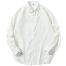 Casual Pure Cotton Oxford Mens Dress Shirt White Slim Fit Fashion design Long Sleeve Shirts