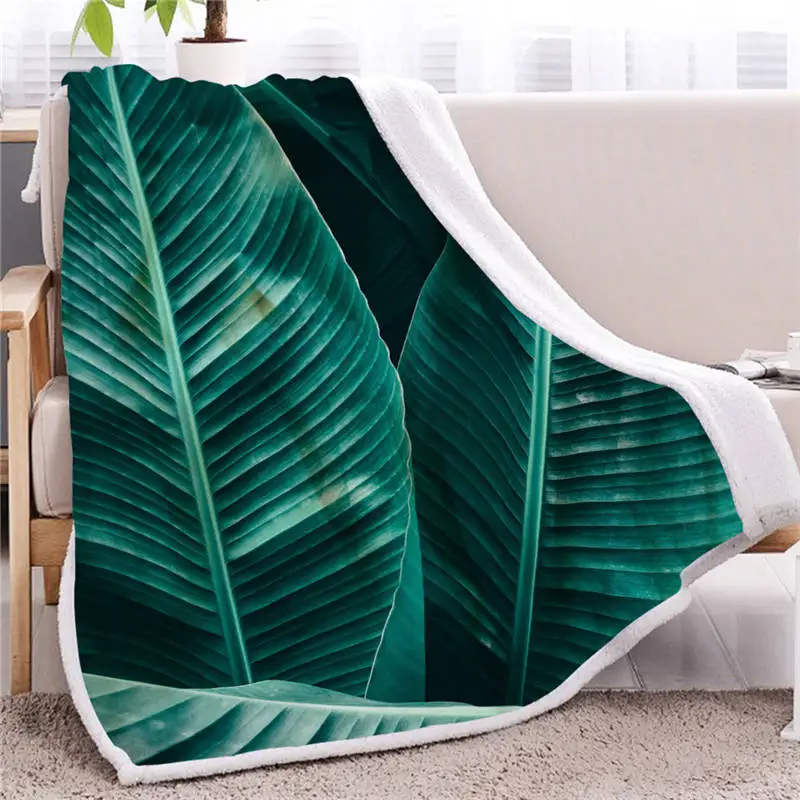 Blesslive одеяло с зеленым листом, с текстурой листьев, шерпа, одеяло для взрослых и детей, тропическая Пальмовая листва, плюшевое одеяло, постельные принадлежности - Цвет: 1