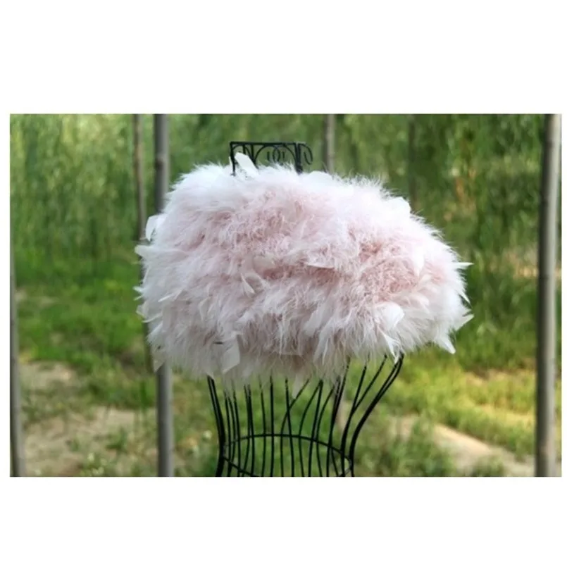 Women Wedding Fur Shrug Real Ostrich Feather Cape Shawl Stole Poncho For Bride S89
