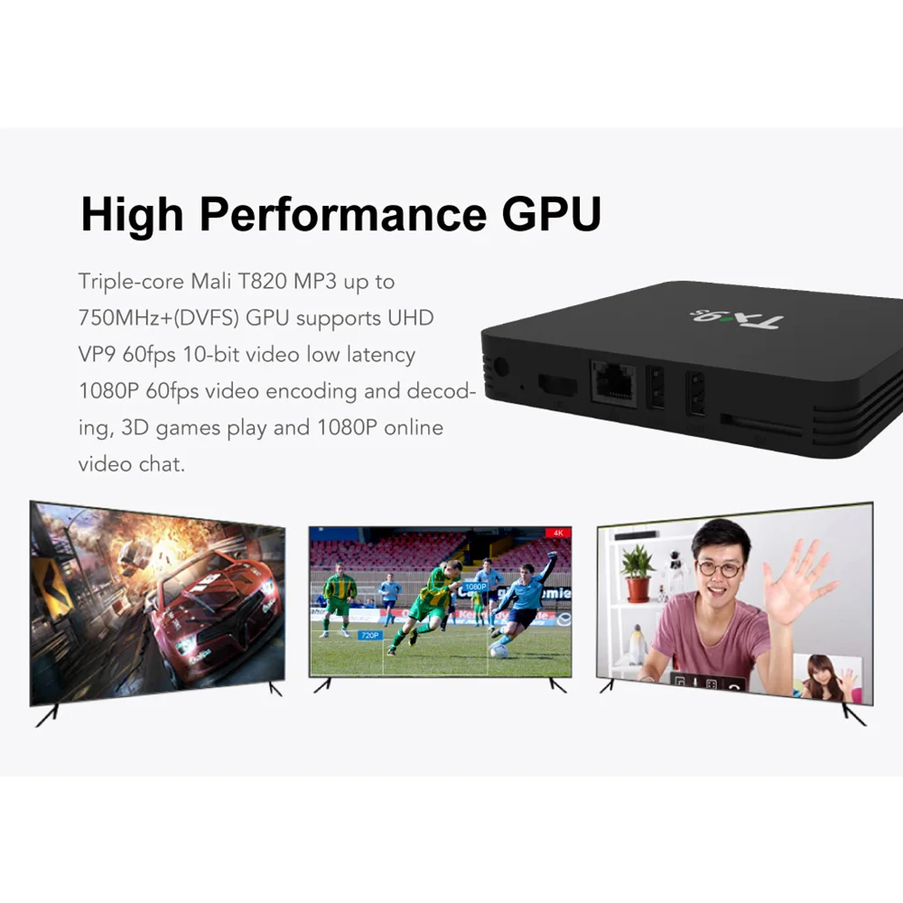 TX9S smart Android 4k tv box AmlogicS912 чип 2 ГБ 8 ГБ медиаплеер телеприставка с пультом дистанционного управления