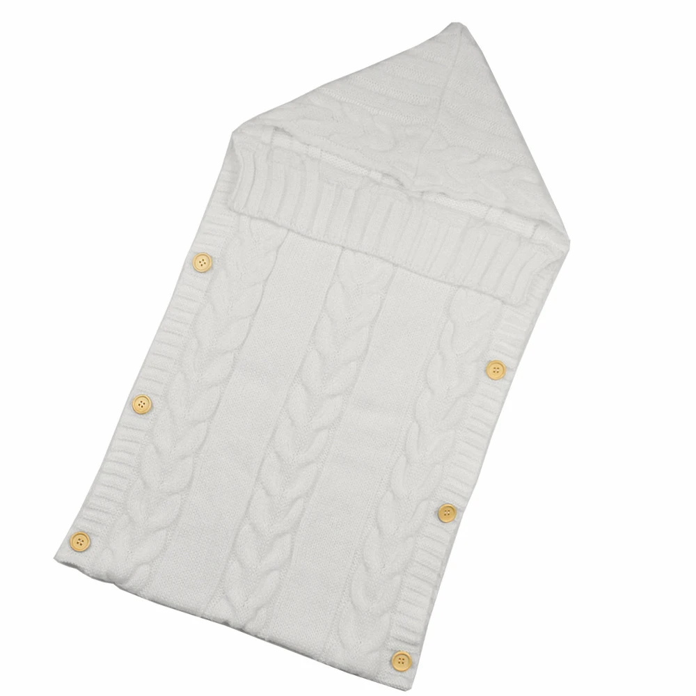 Вязаный мягкий спальный мешок для новорожденных, пеленальный Конверт для младенцев, зимний детский спальный мешок с капюшоном, муфта для коляски - Цвет: E552668