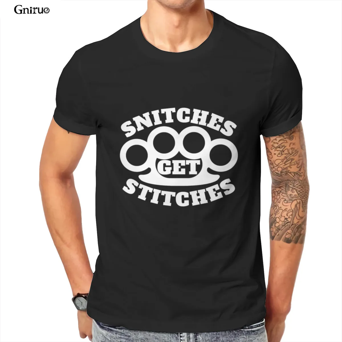 Wholesale Snitches Get Stitches Metal Knuckles Famous Saying Unisex