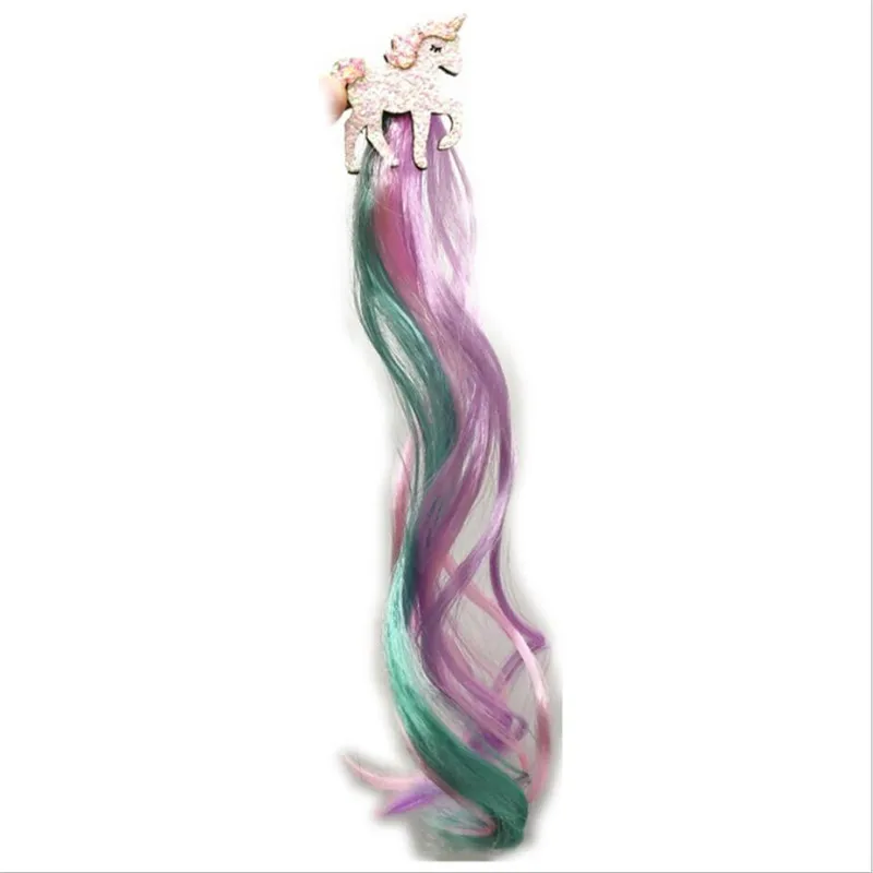 Cute Girls Hairpin Child Twist Hair Clip Simple Barrette Unicorn Cartoon Hair Rope Accessories Kids Wig Rope Hair Head Wear - Цвет: Армейский зеленый