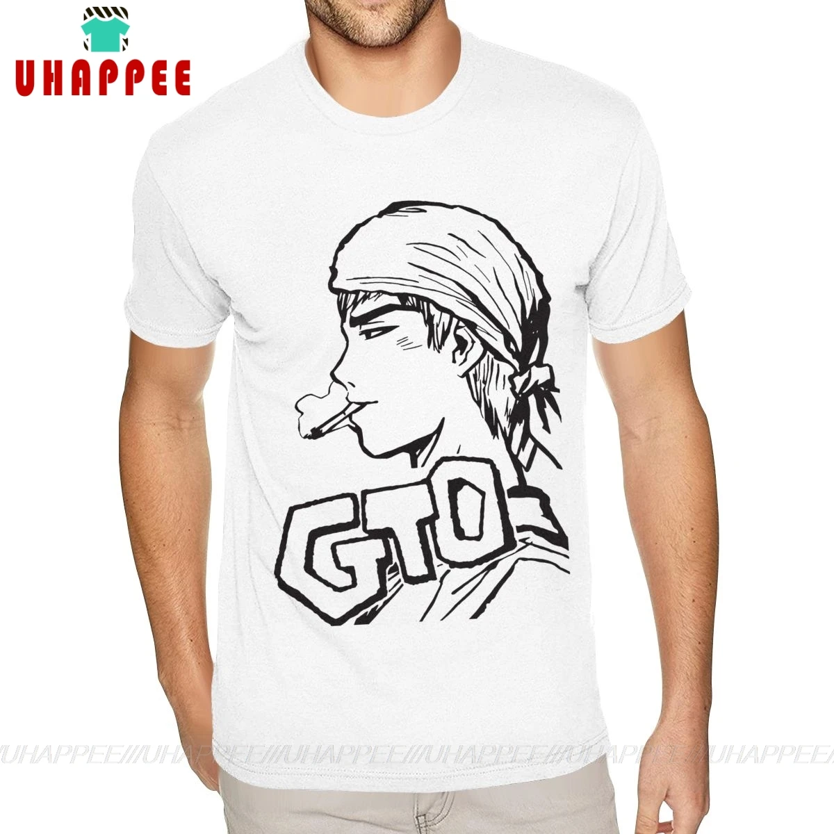 Белая футболка с короткими рукавами и надписью Art GTO Great Teacher Onizuka в стиле бойфренда