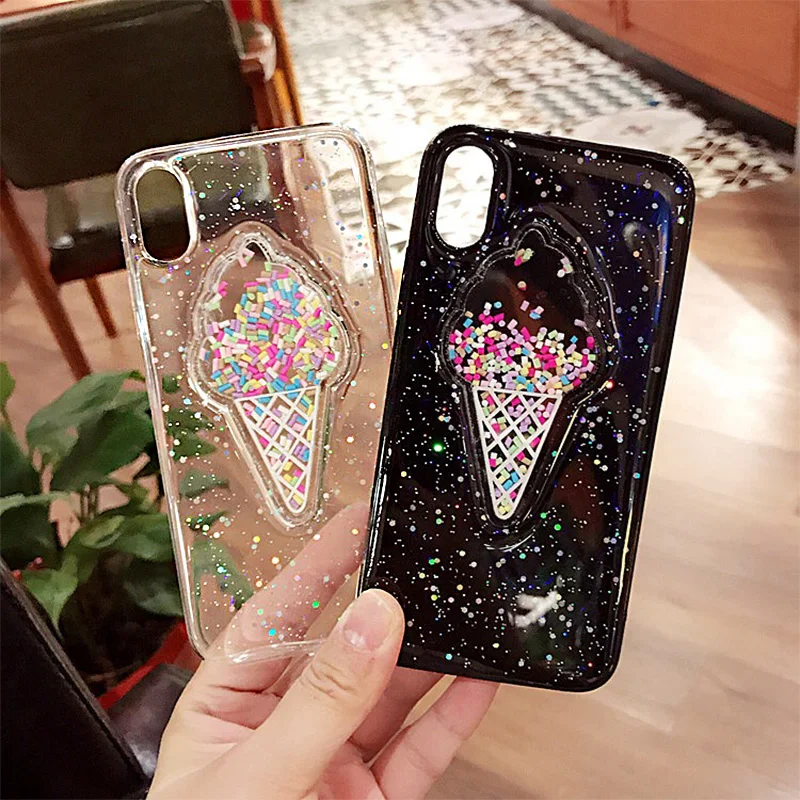 Милый Блестящий разноцветный чехол с мороженым для iPhone 11 pro Max XS XR 6 6S 7 8 Plus X полный