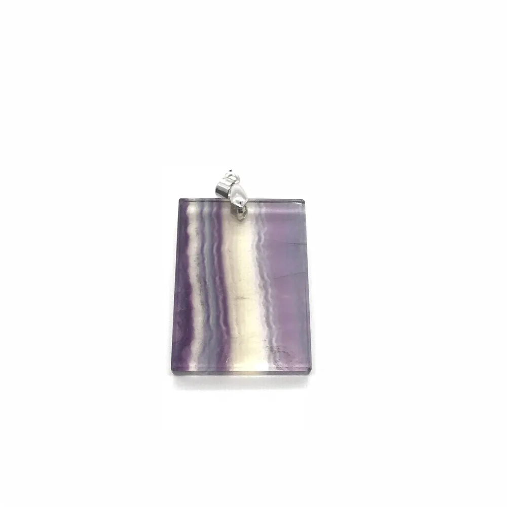 

Genuine Natural Colorful Rainbow Fluorite Pendant For Woman Man Crystal 34x25x4mm Rectangle Beads Stone Healing Stone AAAAAA