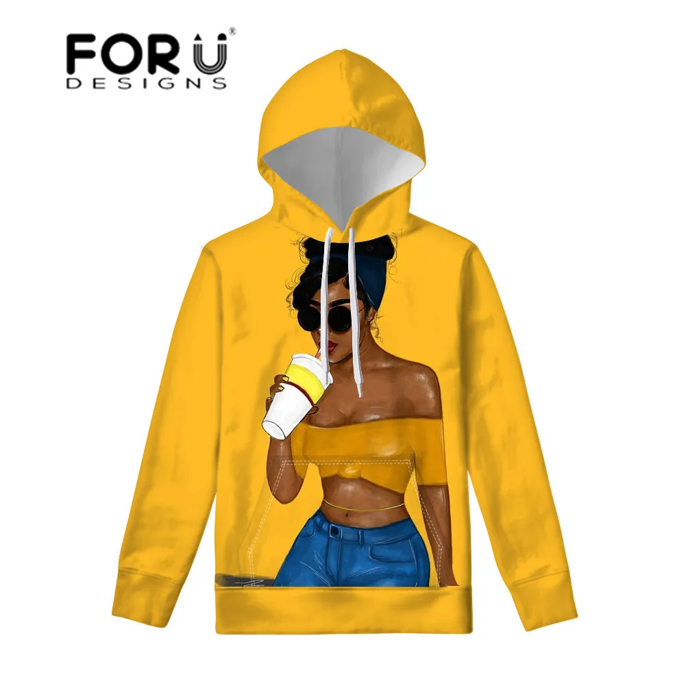 FORUDESIGNS, черные женские художественные африканские толстовки с капюшоном для девочек-подростков, Женская Осенняя толстовка с капюшоном, женские топы, пуловеры - Цвет: YQ4064Z72