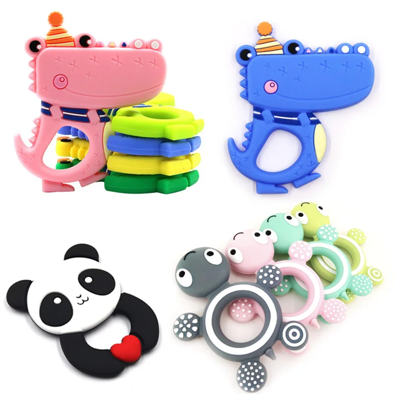 

Baby Silicone Teether BPA Free Cartoon Hippo Panda Cute Animal Teething Pendant Crocodile Necklace Accessories Infant Chew Toys
