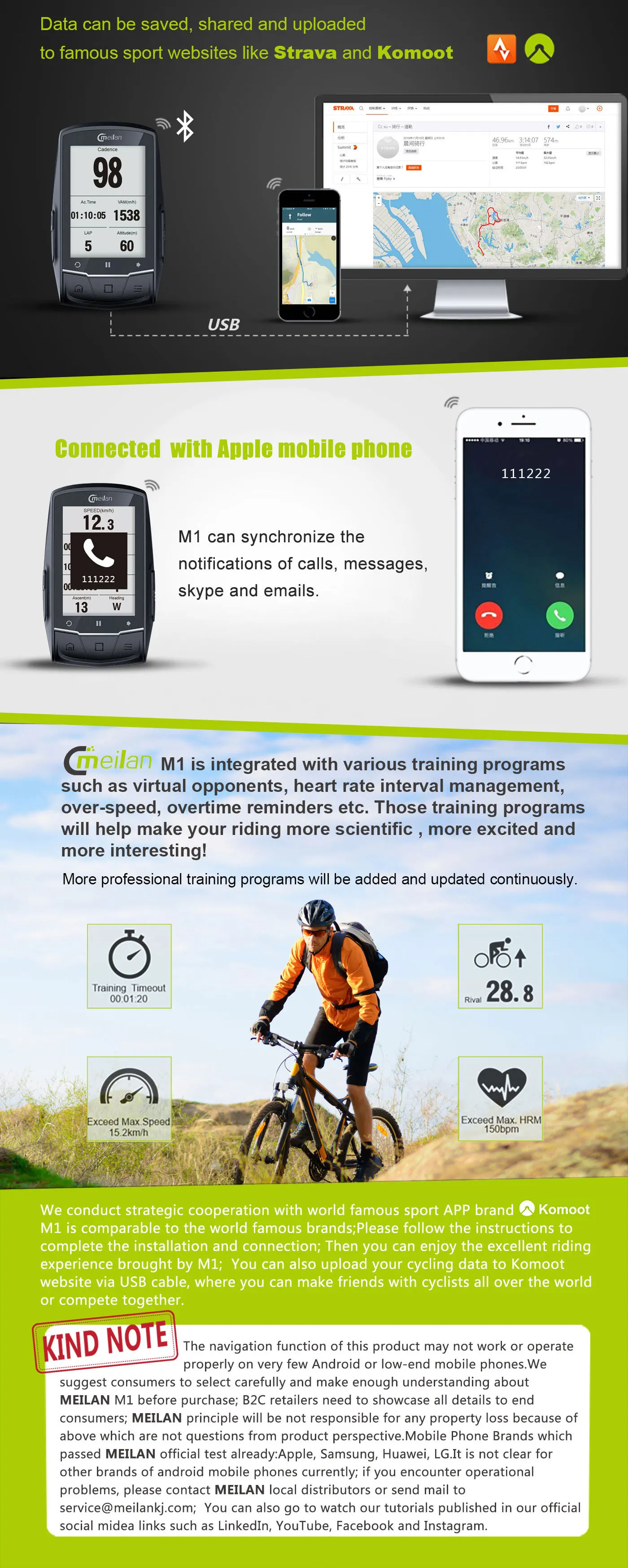 Meilan No Blue M1 gps измеритель скорости велосипеда велосипедный компьютер Bluetooth ANT+ водонепроницаемый измеритель скорости