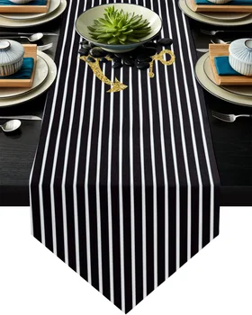 

Gold Anchors On Stripes Table Runner Home Kitchen Decorative Table Runner for Wedding Party Cake Floral Tablecloth