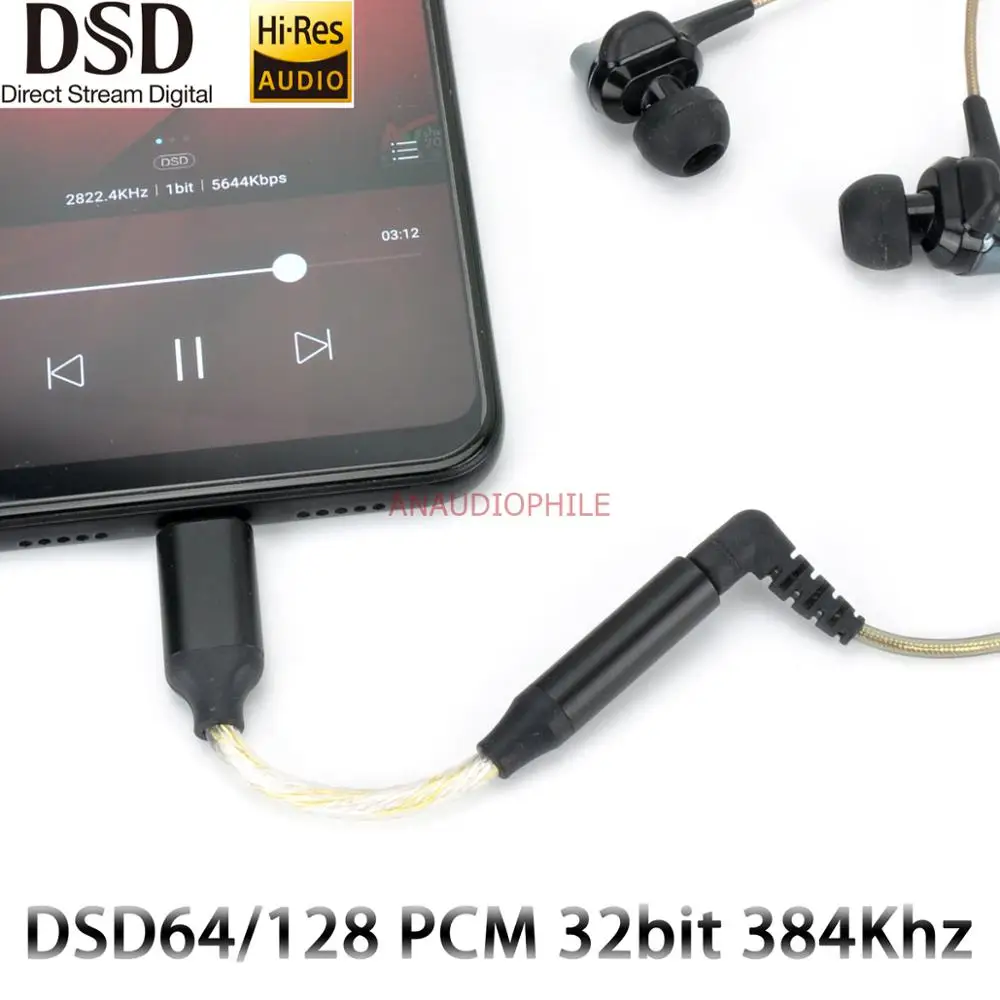 

V2020 HiFi USB DSD DAC USB Type C DAC Headphone DSD128 32bit 384Khz HTRF 3D Gaming Earphone For Android Phone Tablet PC