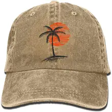 Пальмовое дерево закат унисекс бейсболка хлопок деним Регулируемая шляпа от солнца для мужчин и женщин