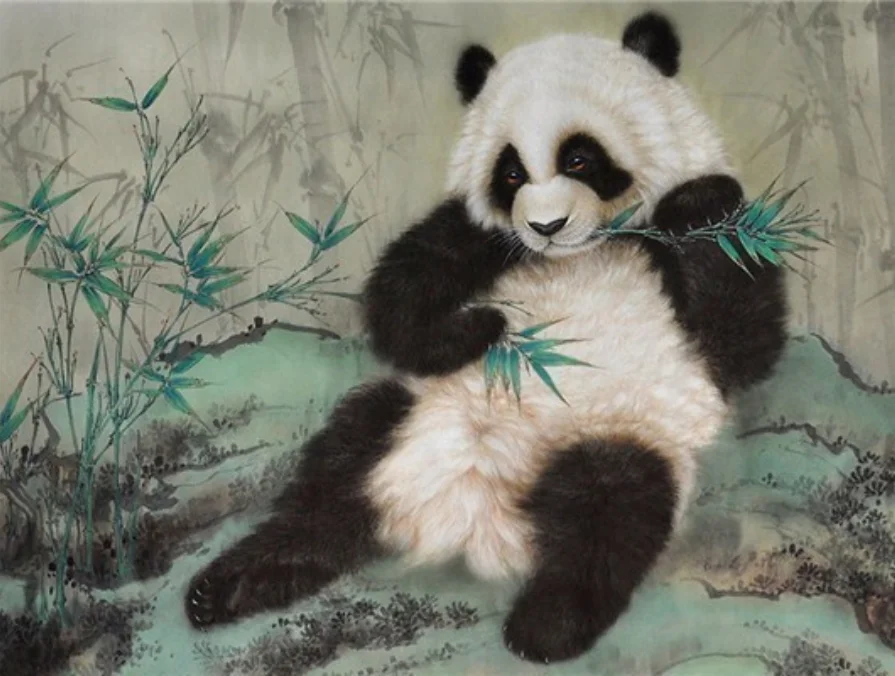 Алмазная живопись полная круглая Алмазная вышивка животные Китайская панда 5D DIY подарок стразы украшение дома - Цвет: Розовый