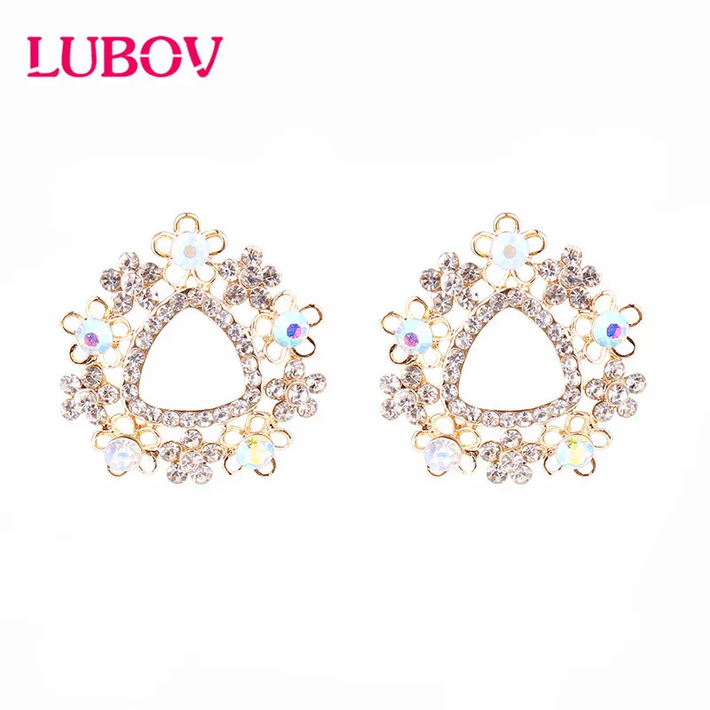 LUBOV разноцветные треугольные Цветочные Стразы серьги-гвоздики анти золотой пирсинг серьги трендовые женские свадебные украшения для вечеринки