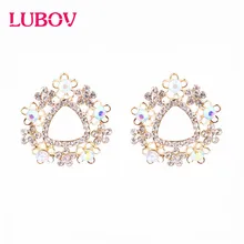 LUBOV разноцветные треугольные Цветочные Стразы серьги-гвоздики анти золотой пирсинг серьги трендовые женские свадебные украшения для вечеринки