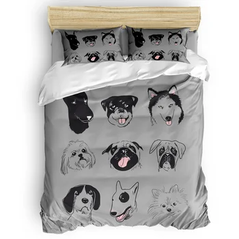 

Pet Dog Collection Gray Duvet Cover Set 2/3/4pcs Bedding Set Bed Sheet Pillowcases Cover Set