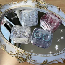 

Style Pink Transparent Tweezers Contact Lenses Case for Women Portable Contact Lens Box Container Travel Contact Lenses Case