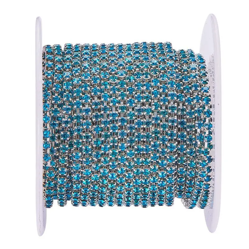 5 Colors High Density Rhinestone Claw Chain Clear Crystal Silver Base Cup DIY Trim Sew-On Jewelry Accessories Y5GB