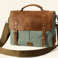 Натуральная кожа+ холщовый Повседневный портфель OL деловая сумка