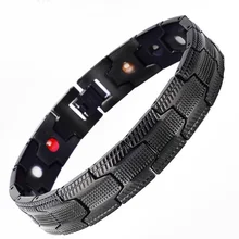 Мужские красивые браслеты с черной сеткой, классический стиль, с магнитом, ель, германий, для здоровья, мужской браслет из нержавеющей стали