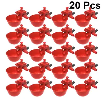 

20PCS Pigeon Chickens Drinking Bowl Automatic Chicken Quail Adjustable Water Volume Drinking Bowls (Red)