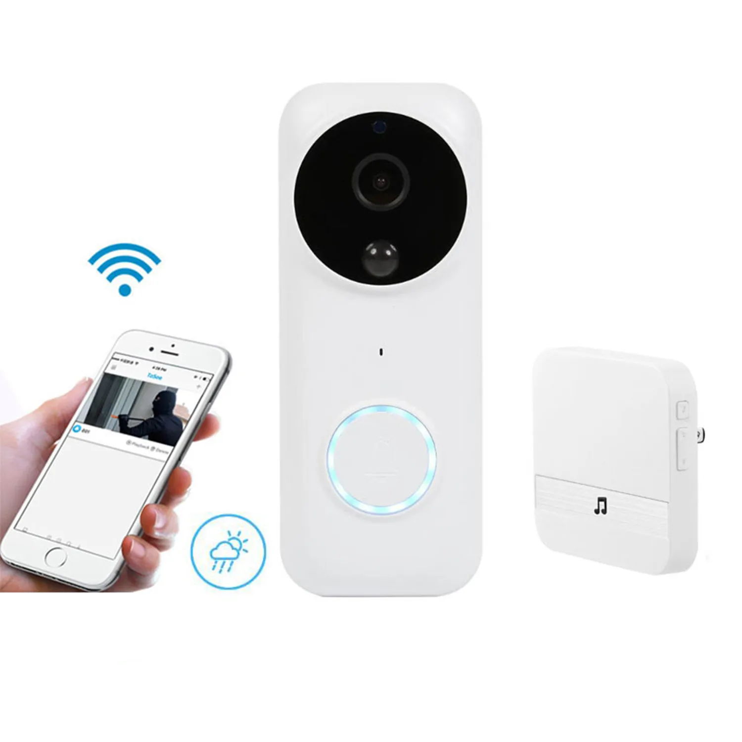 

2MP 1080P Battery Power Wireless WIFI Doorbell IR Night Vision Motion Detection Video Door Phone With Chime B70