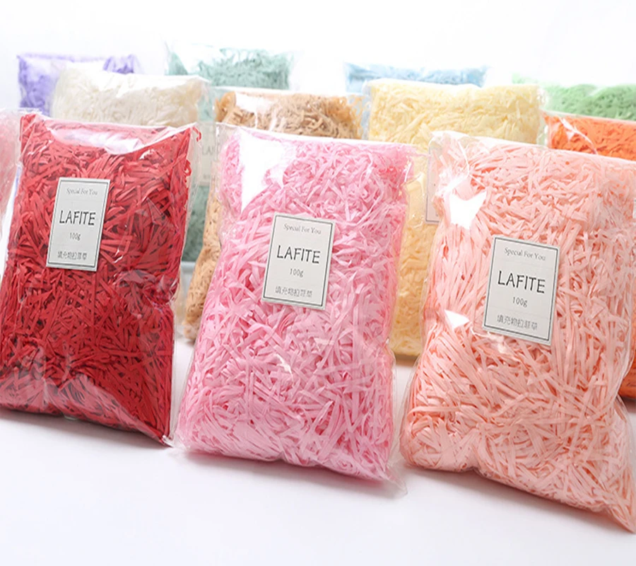 Description Picture 2 of item50/100g Colorful Shred Crinkle Paper Raffia Shredded Tissue Paper Gift Box Filling Material DIY Wedding Party Packaging Decor