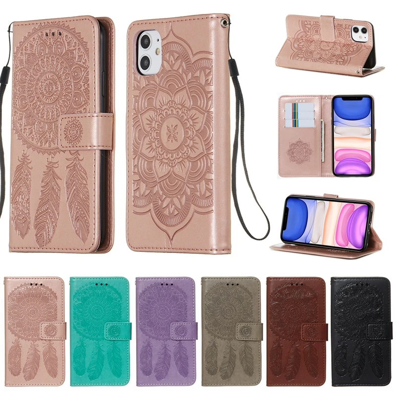 Luxury Quality Wallet Leather Case for iphone 6 6S 7 8 Plus 11 Pro XS MAX XR X 10 Soft TPU Cover Inside Flip Dream Catcher Cases iphone 7 silicone case