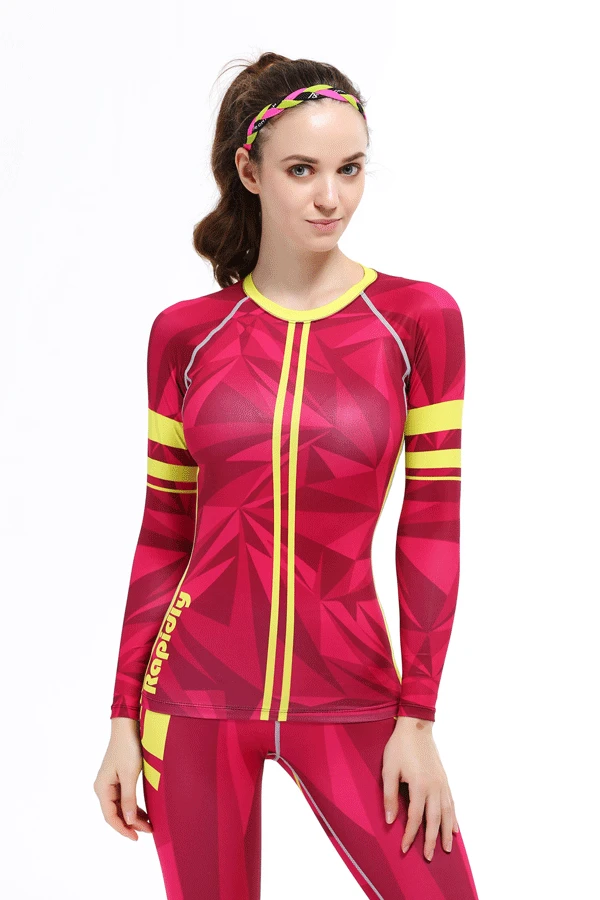 3D футболки с длинным рукавом Женские компрессионные колготки для тренажерного