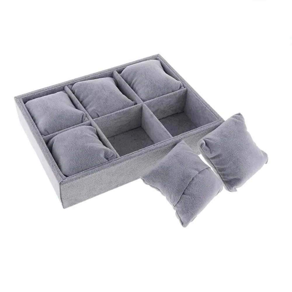 SZanbana 6 Grids Gray Velvet Bangle Bracelet Organizer Watch Display