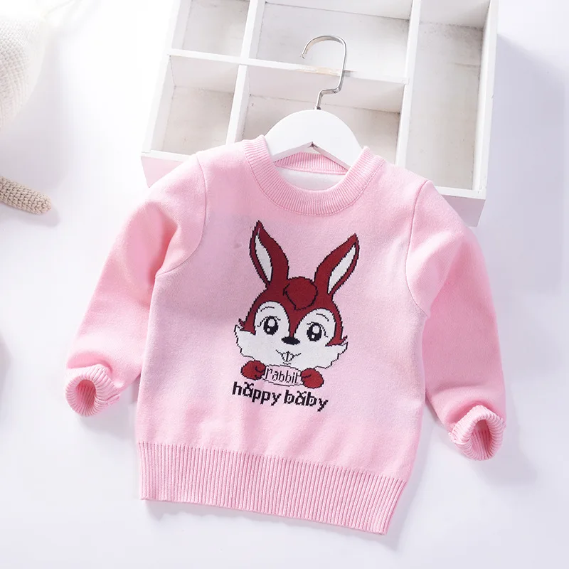 

Cartoon Rabbit CHILDREN'S Pullover 19 Autumn And Winter New Style Korean-style Girls' Long-sleeved Sweater 3 Years Old Baby Swea