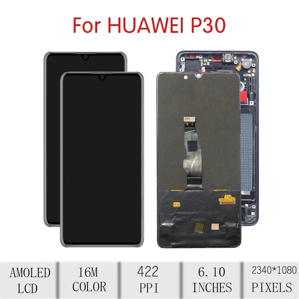 Для huawei P30 ЖК-дисплей кодирующий преобразователь сенсорного экрана в сборе для huawei P30 Дисплей withFrame Замена ELE-L29 ELE-L09 ELE-L04