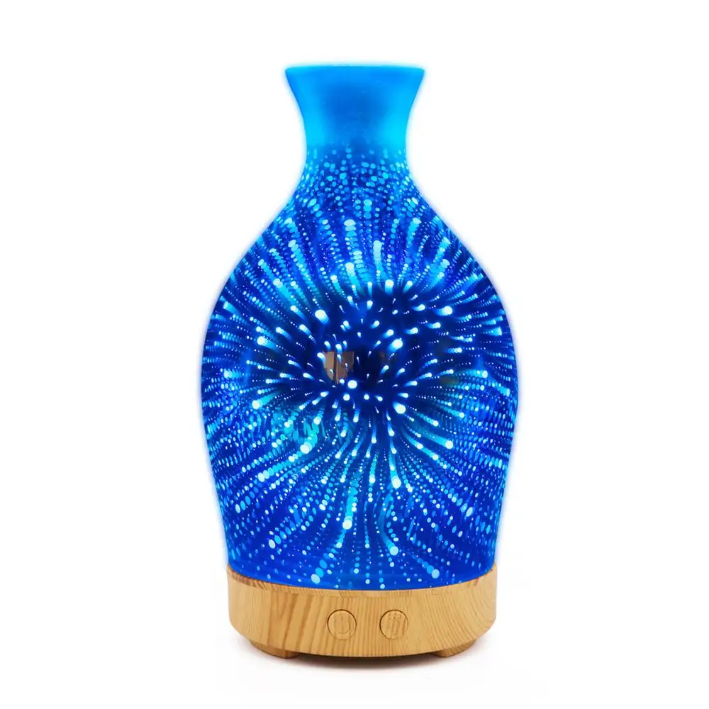 

011-3D Colorful Night Light Glass Vase Multifunctional Aromatherapy Machine Humidifier Ultrasonic Essential Oil Atomizer