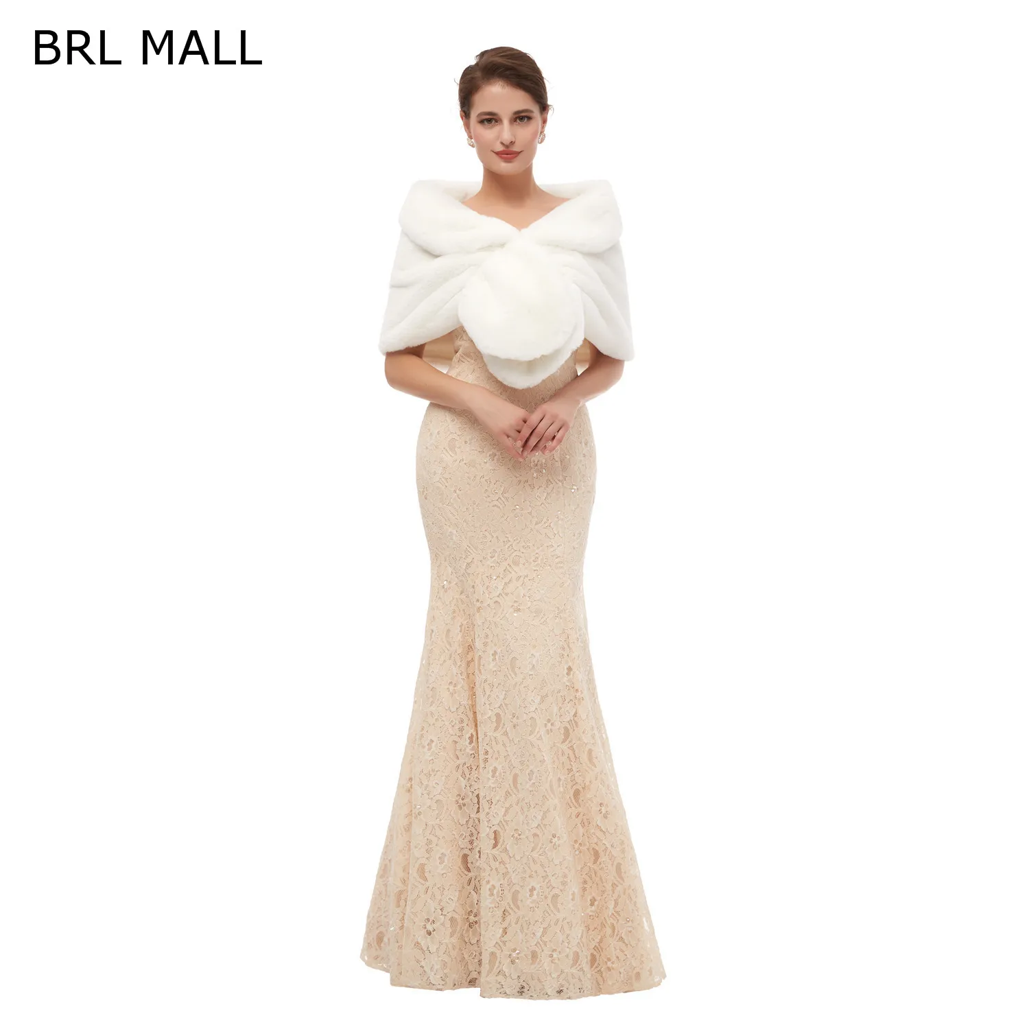 BRL MALL 155*45 см размера плюс белая женская меховая Наплечная накидка Свадебные Шали накидка из искусственного меха свадебное пальто Шраг Boleros PJ19199