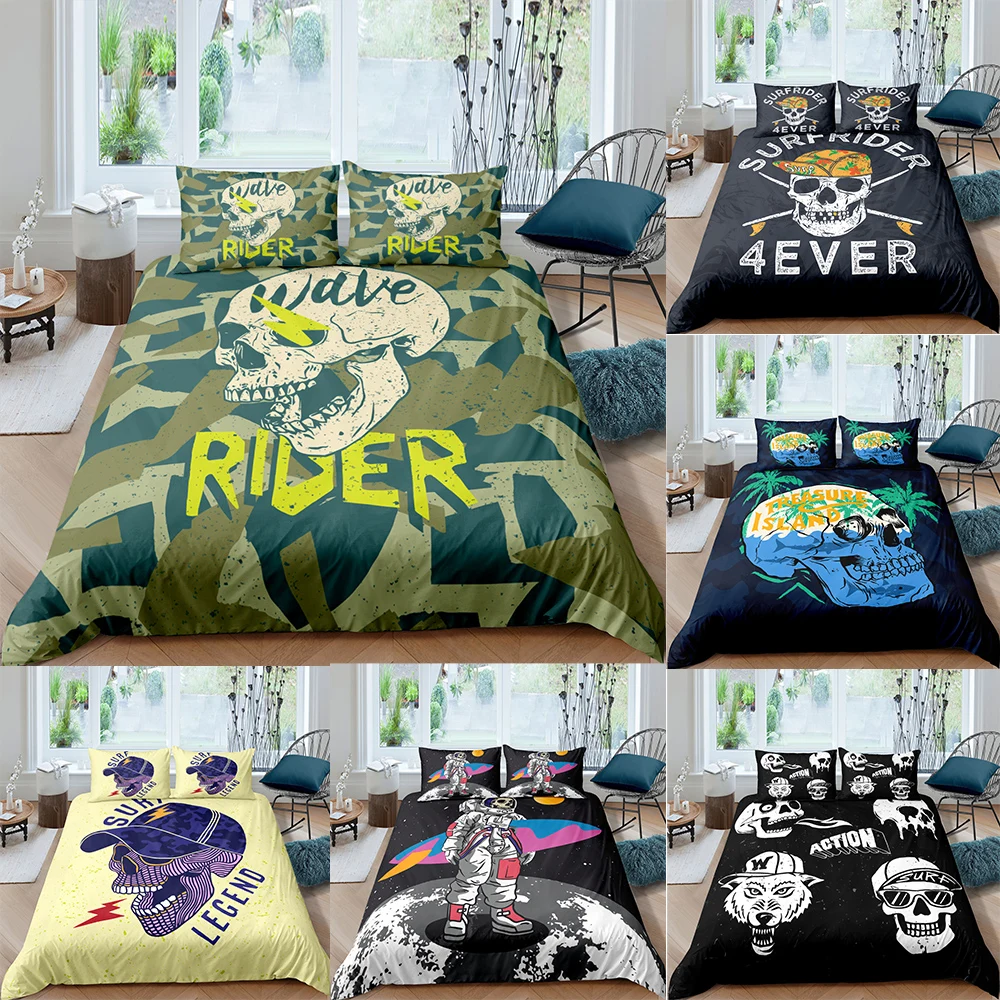 

Halloween Camouflage Skull Pattern Bedding Set Queen Size Duvet Cover Comforter Bed Cover Set Bedclothes Quilt set Multiple Size