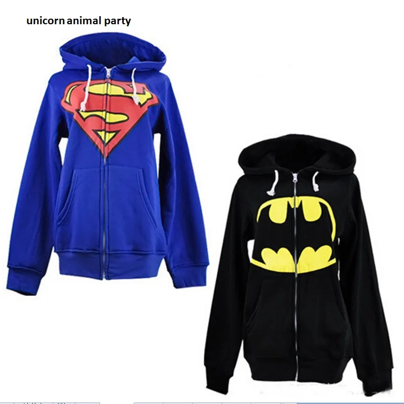 

Men and women suited for black and blue jackets and men's superhero superhero batman sportswear and hoodie "cartoon reality show
