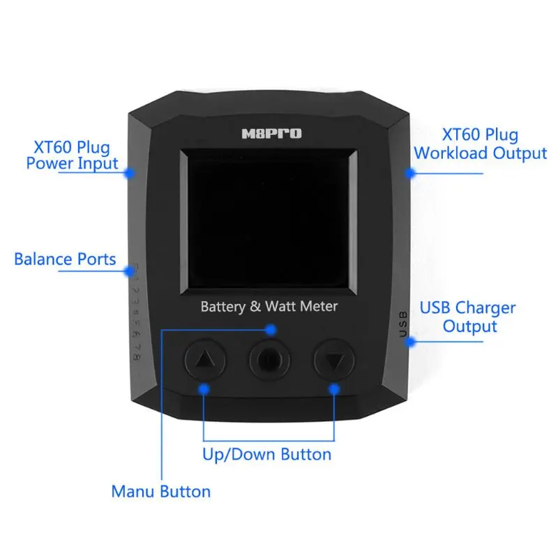 M8Pro 1-8S LiPo батарея Ватт метр проверки мощность тестер напряжения с ЖК-дисплеем