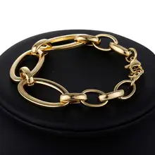 Модный 15 мм Женский браслет для девочек овальная цепочка браслет из нержавеющей стали подарок ювелирные изделия DLKB436