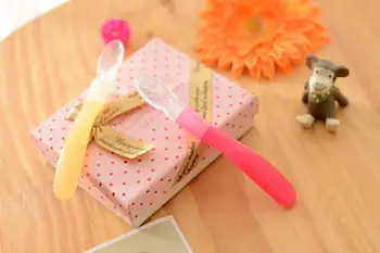 

500pcs Baby Silicone Training Spoon PP handle+Silicone spoon head Newborn Soft-head Spoon Tableware